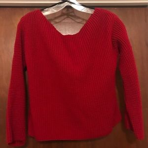 Red off the shoulder sweater